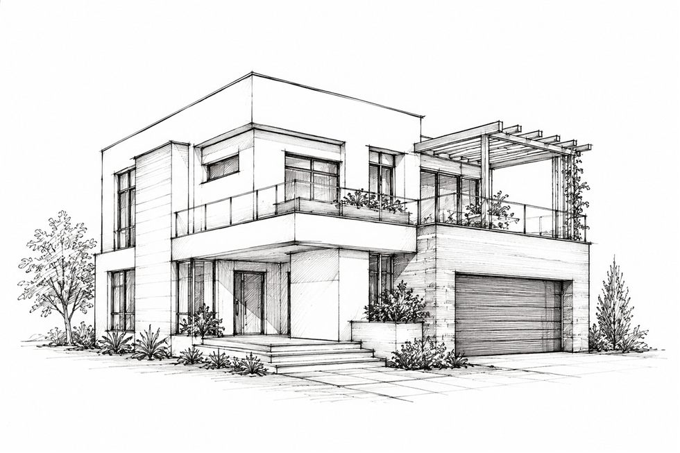 House drawing for perspective overlay demo